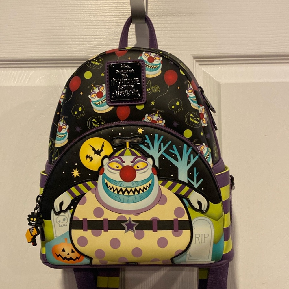 BNWT LOUNGEFLY Disney's Nightmare Before Christmas Halloween Clown Backpack